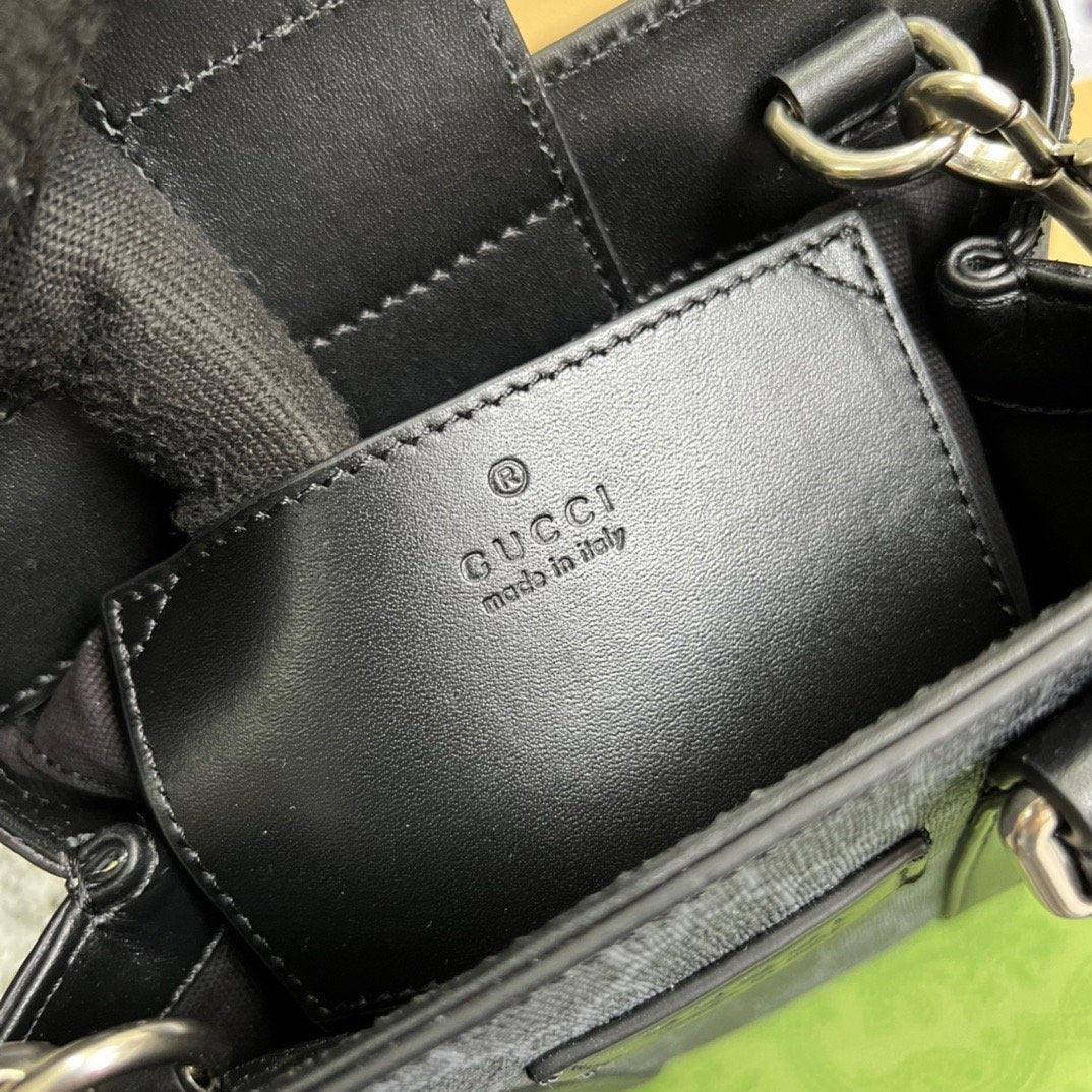 gg Supreme Mini Tote Bag Black gg Supreme Canvas For Women 7.9in/20cm gg 696010 K5RLN 1095