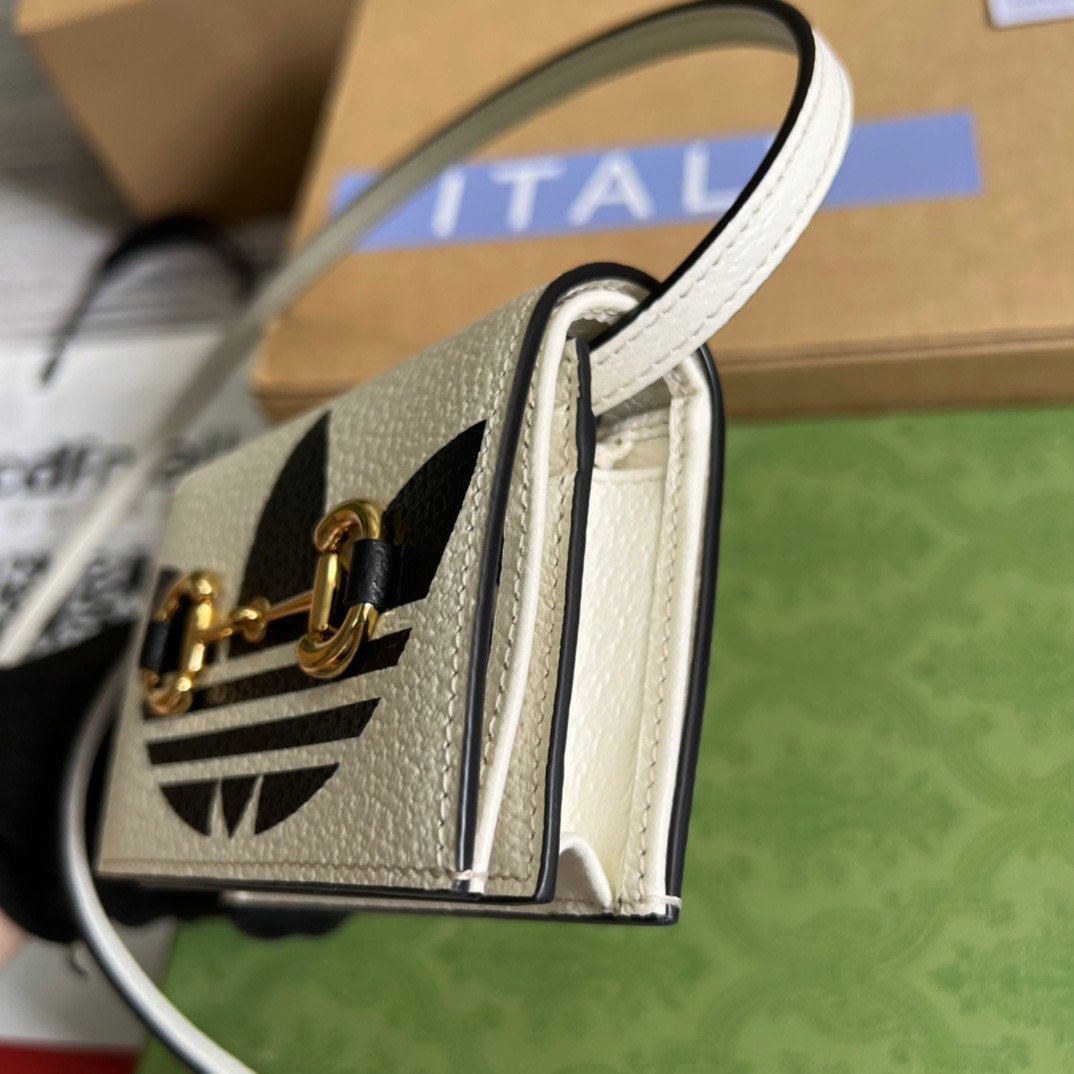 gg x Adidas Card Case With Horsebit White For Women, Women’s Bags 4.2in/11cm gg 702248 DJ24G 8847