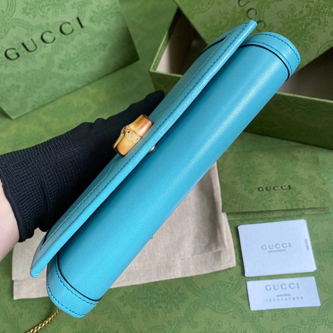 gg Diana Chain Wallet With Bamboo Blue For Women, Women’s Bags 7.4in/19cm gg