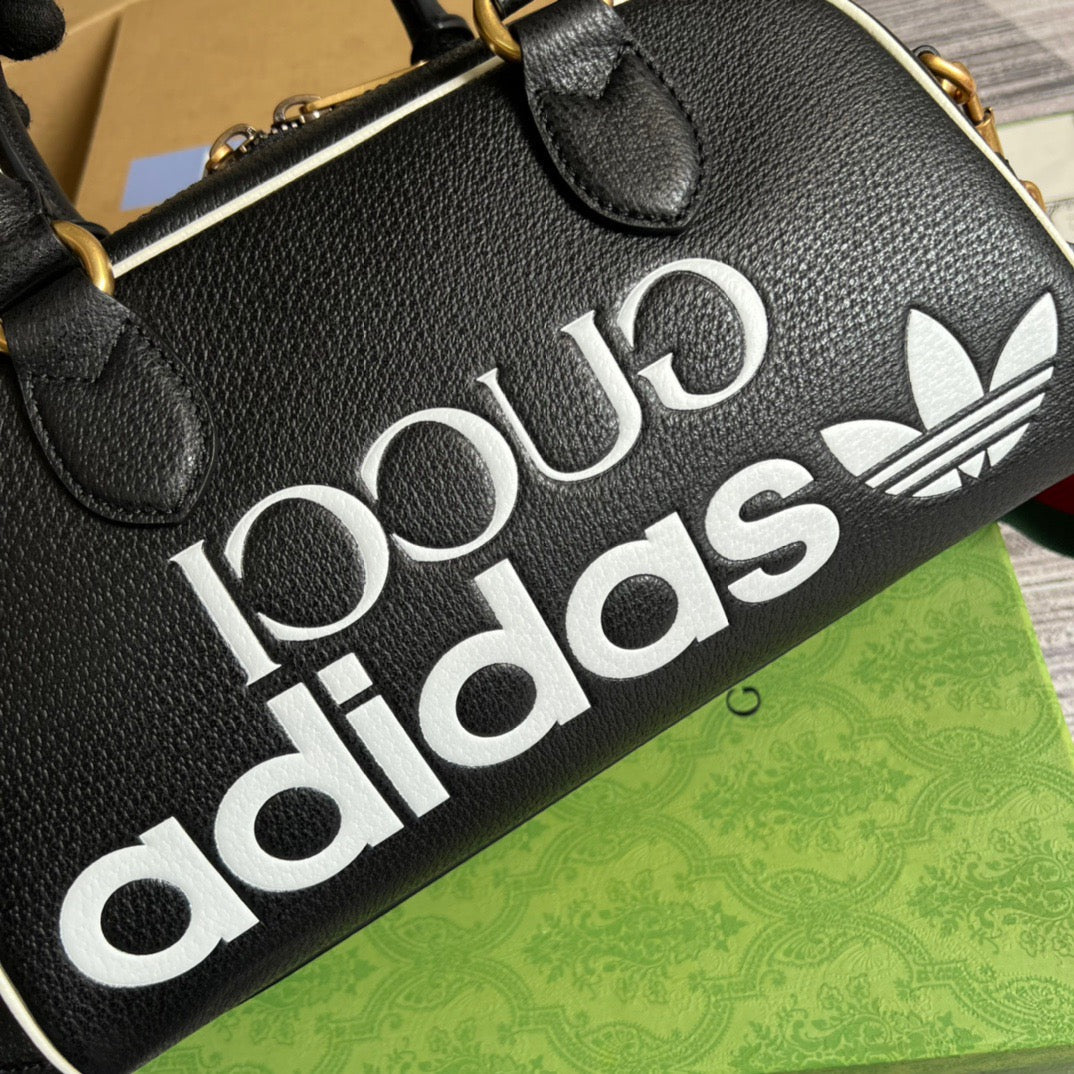 gg x Adidas Mini Duffle Bag Black For Women, Women’s Bags 12.4in/32cm gg 702397 U3ZCT 8726