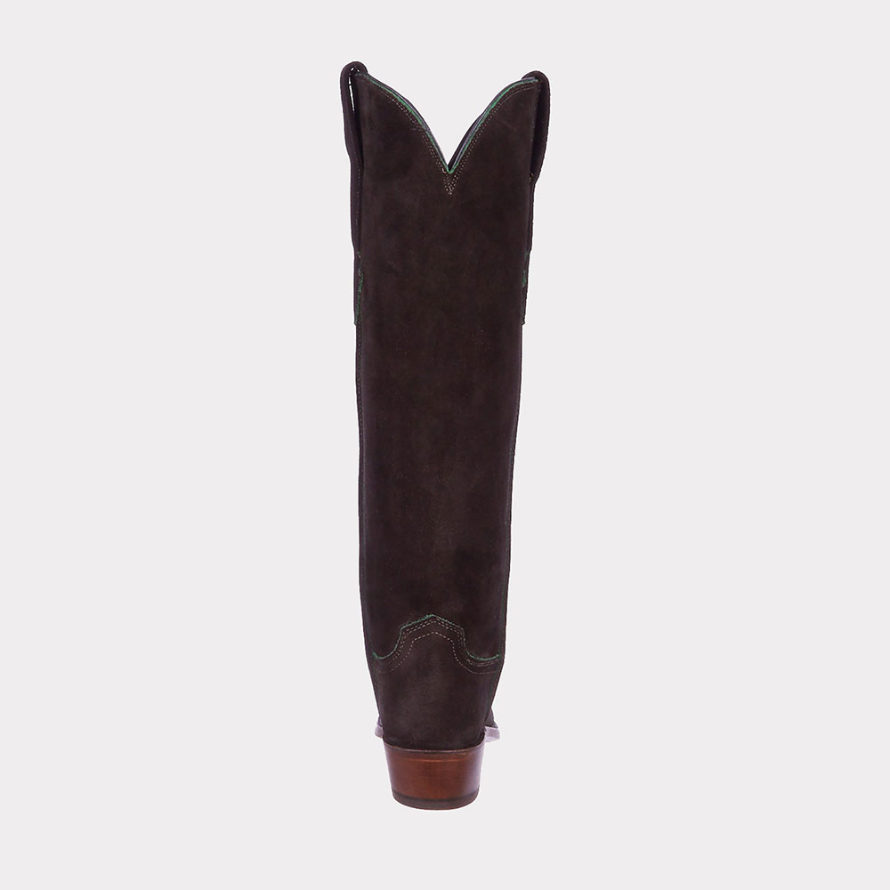 Dark Olive Closed Toe Knee-High Block Heeled Embroidered Cowgirl Boots