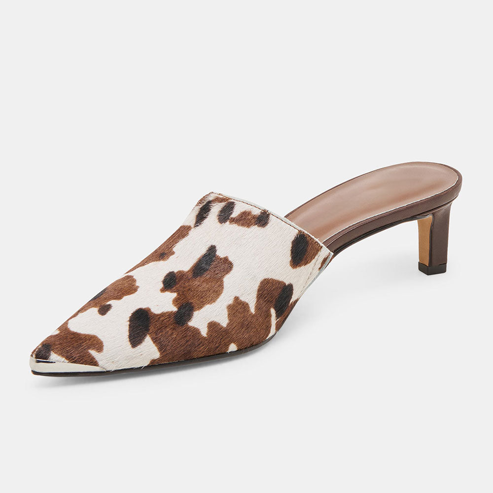 Beige & Brown Leopard Pointed Toe Stiletto Heel Womens Mules Shoes