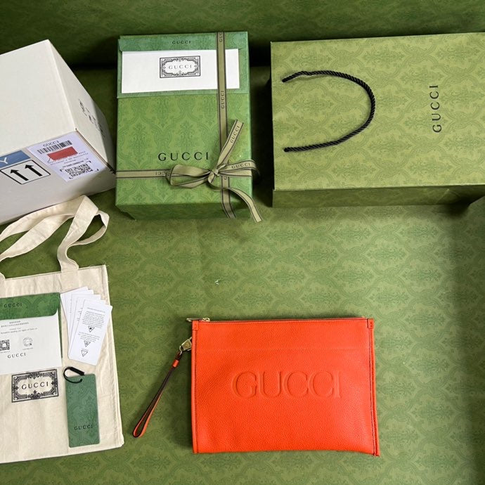 gg Clutch With gg Logo Orange For Men 12in/31cm gg