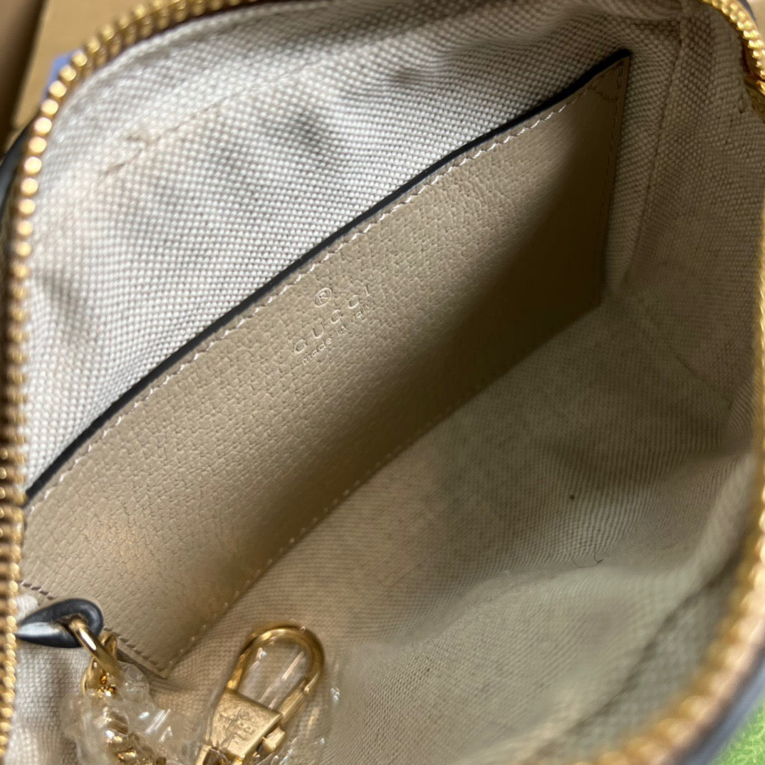 gg Ophidia Mini gg Bag Beige And Ebony gg Supreme Canvas, With Beige For Women 7in/17.5cm gg