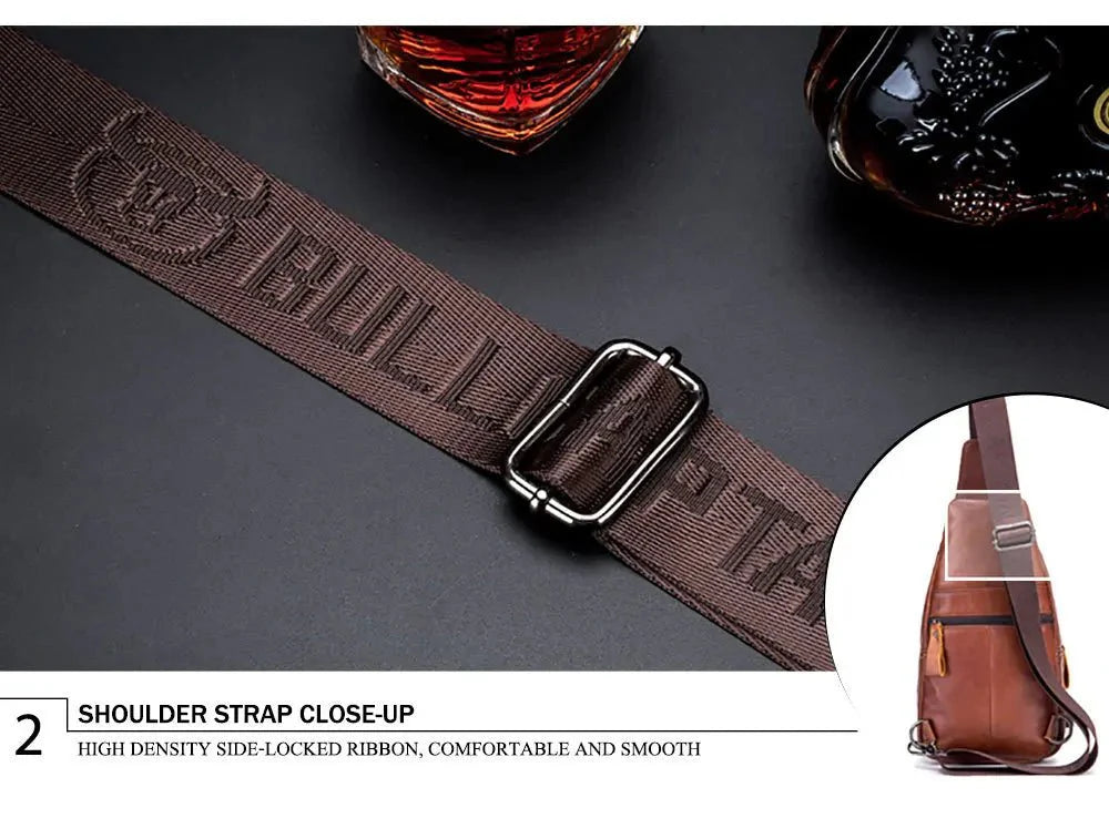 Genuine Leather Crossbody USB Bag