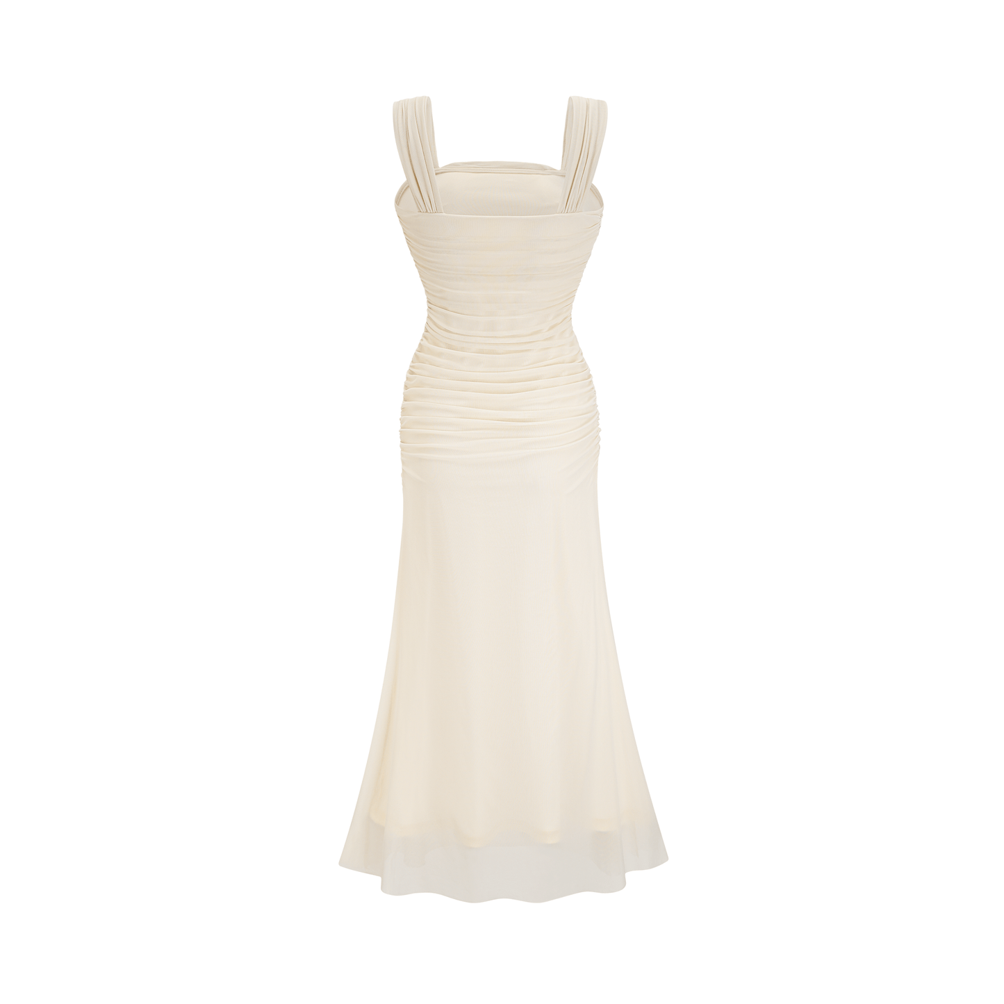 Giulia off-white mesh pleated midi dress