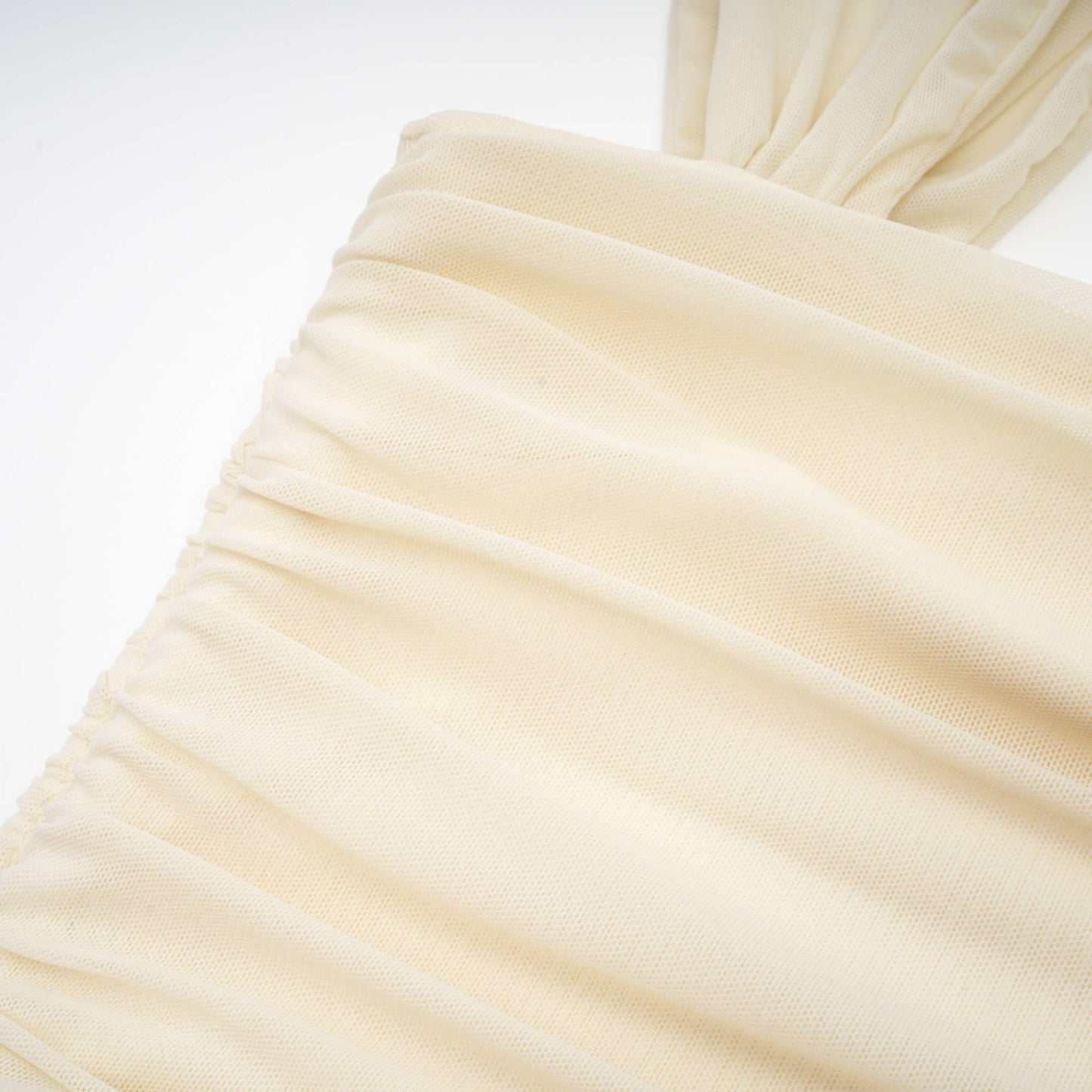 Giulia off-white mesh pleated midi dress
