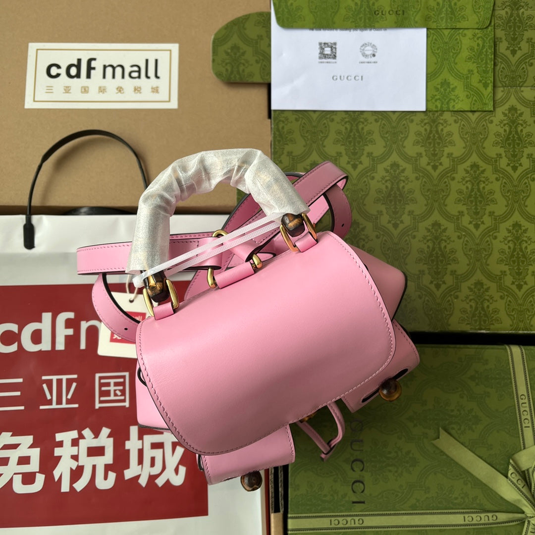 gg Bamboo Small Backpack Pink For Women, Women’s Bags 8.6in/22cm gg 702101 UZY0T 5814