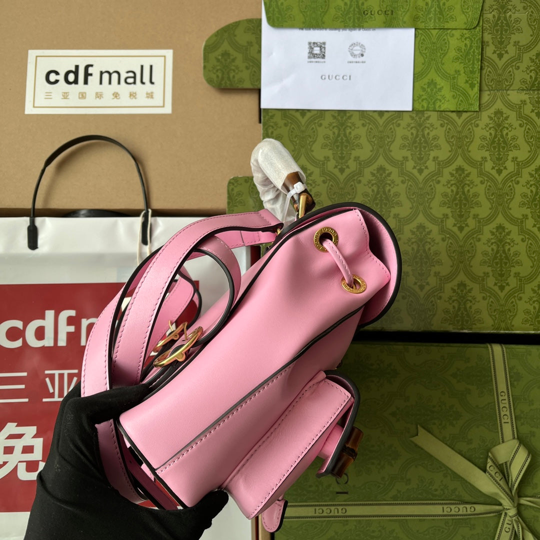 gg Bamboo Small Backpack Pink For Women, Women’s Bags 8.6in/22cm gg 702101 UZY0T 5814