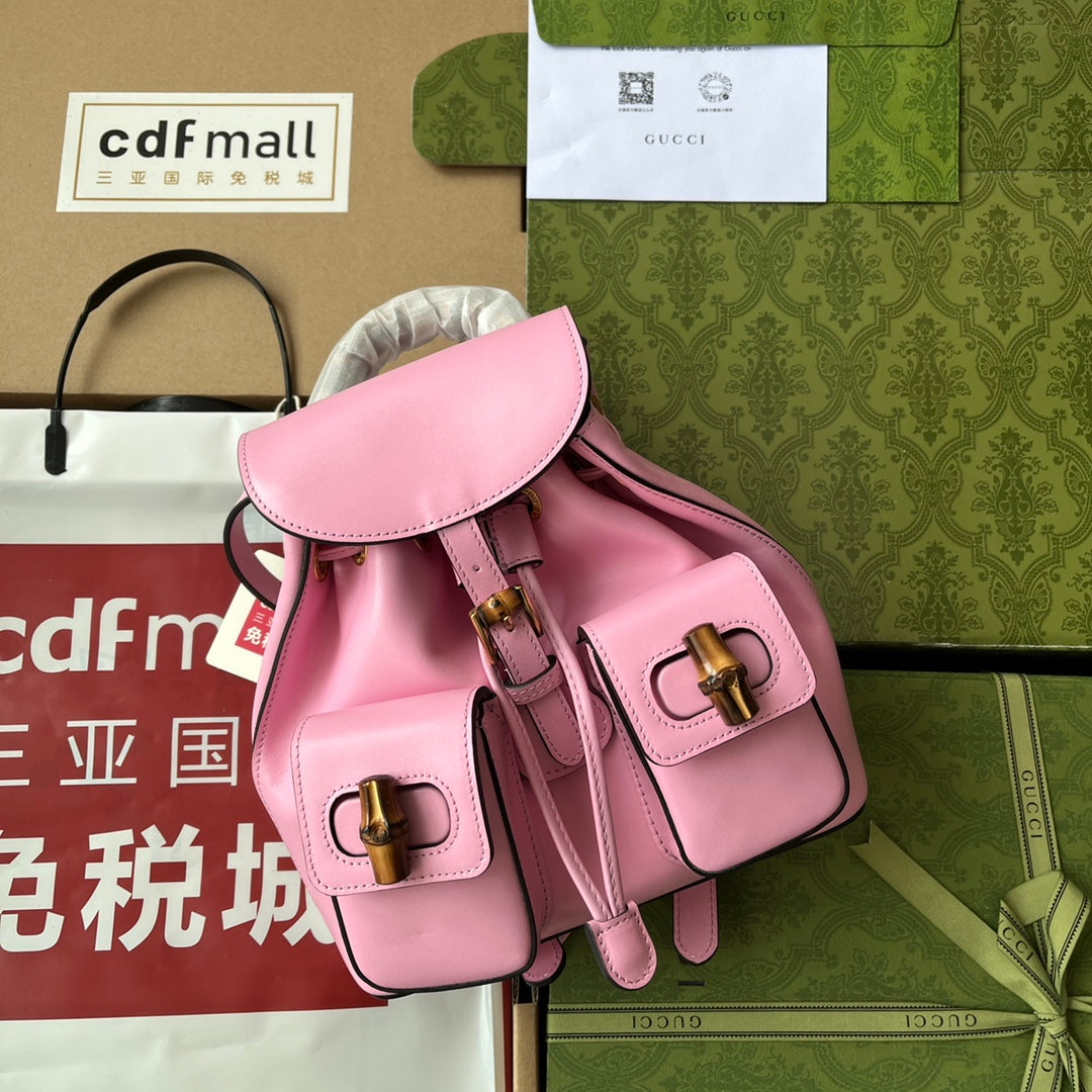 gg Bamboo Small Backpack Pink For Women, Women’s Bags 8.6in/22cm gg 702101 UZY0T 5814