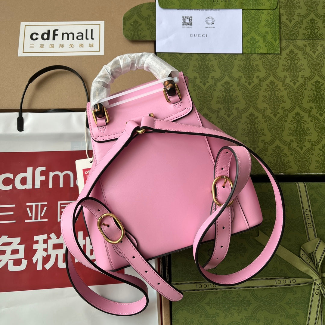 gg Bamboo Small Backpack Pink For Women, Women’s Bags 8.6in/22cm gg 702101 UZY0T 5814