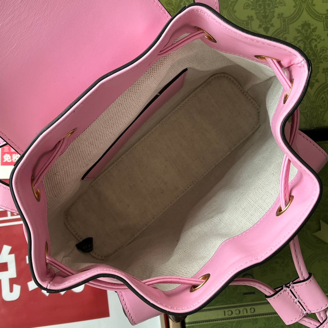 gg Bamboo Small Backpack Pink For Women, Women’s Bags 8.6in/22cm gg 702101 UZY0T 5814
