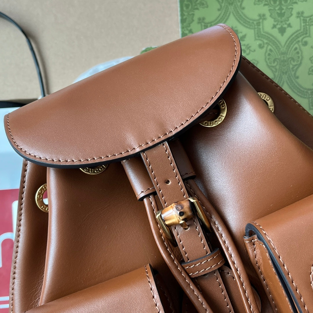 gg Bamboo Small Backpack Brown For Women, Women’s Bags 8.6in/22cm gg 702101 UZY0T 2535