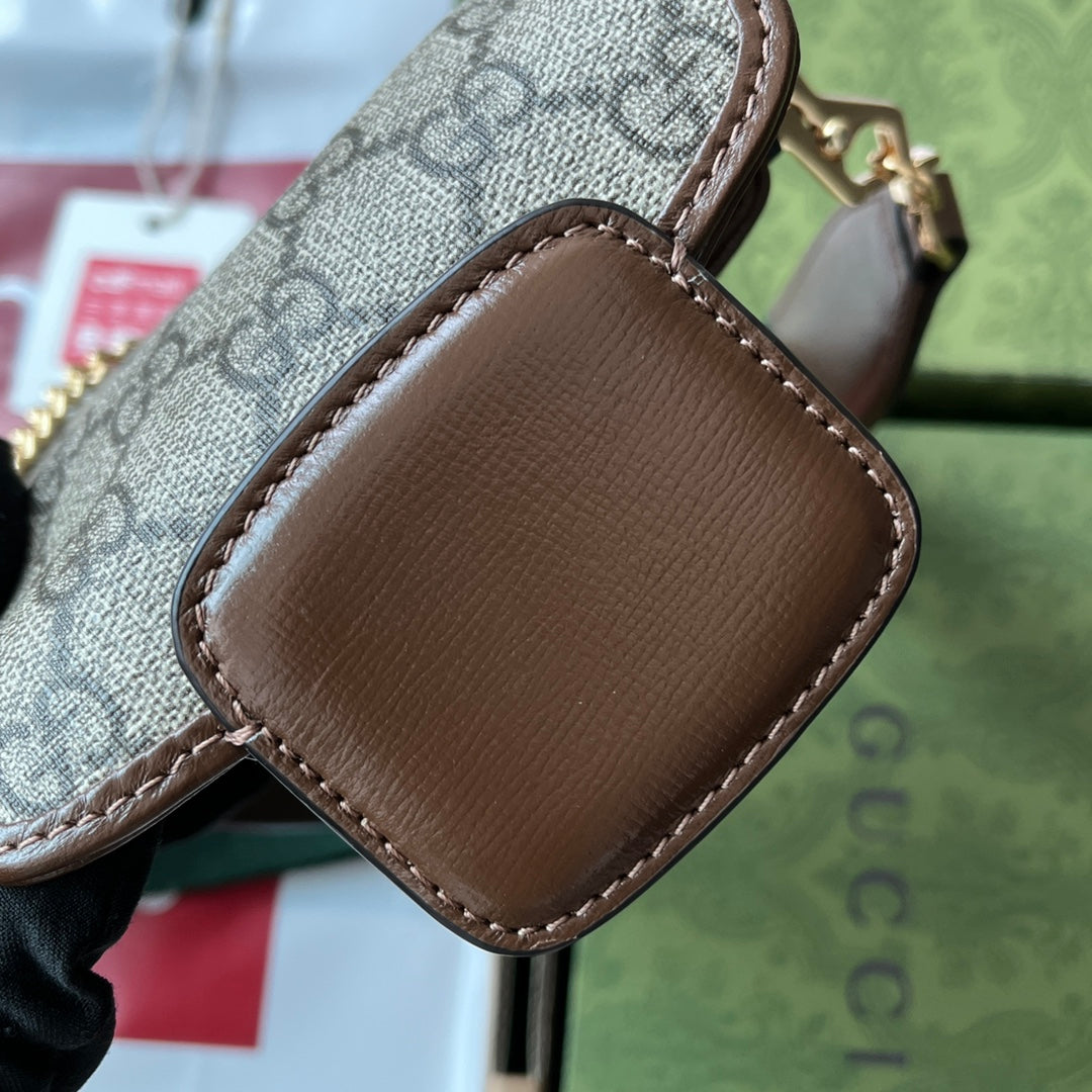 gg Horsebit 1955 Strap Wallet Brown For Women, Women’s Bags 4.7in/12cm gg 699760 HUHHG 8565