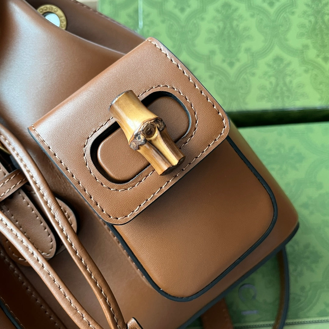 gg Bamboo Small Backpack Brown For Women, Women’s Bags 8.6in/22cm gg 702101 UZY0T 2535