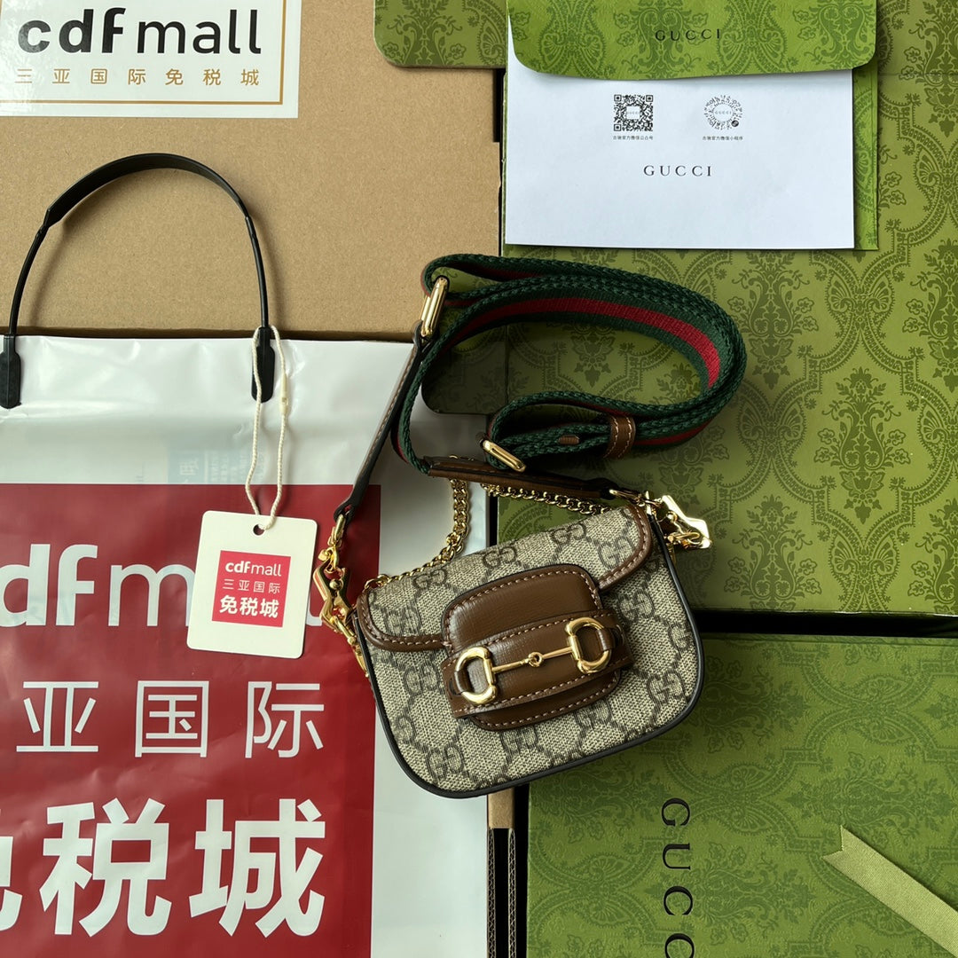 gg Horsebit 1955 Strap Wallet Brown For Women, Women’s Bags 4.7in/12cm gg 699760 HUHHG 8565