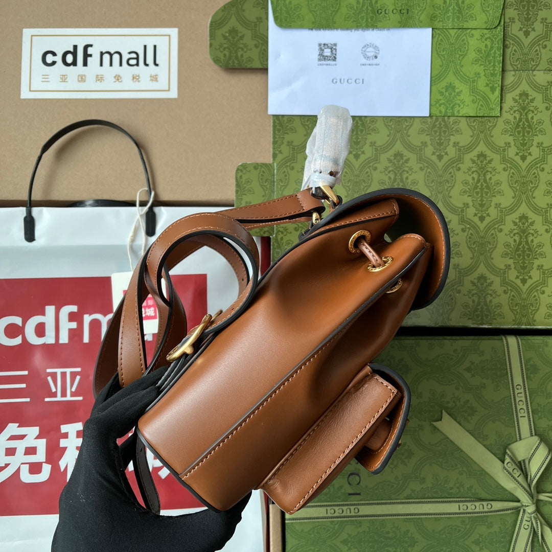gg Bamboo Small Backpack Brown For Women, Women’s Bags 8.6in/22cm gg 702101 UZY0T 2535