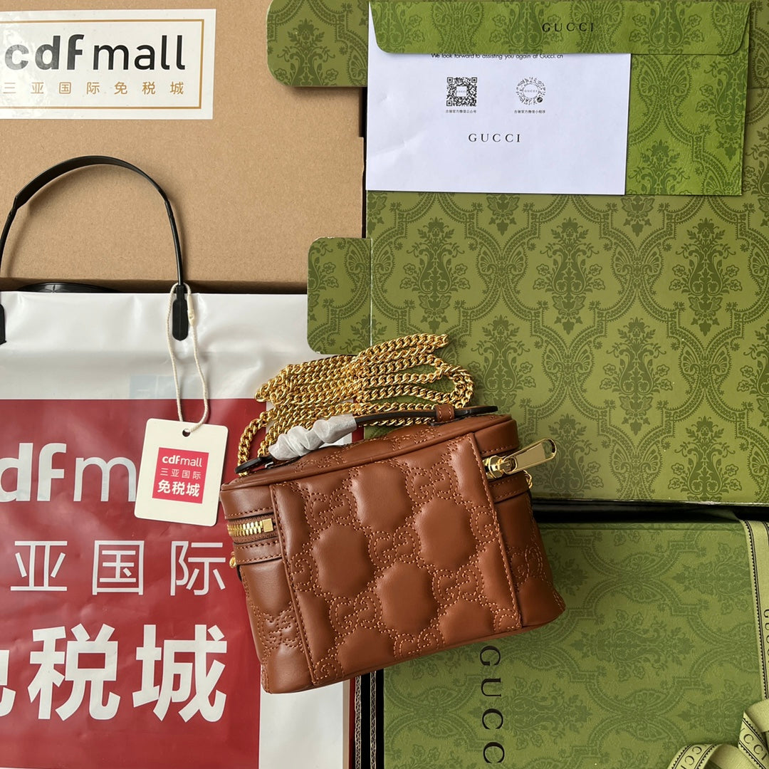 gg Quilted gg Mini Handbag Brown For Women, Women’s Bags 6.3in/16cm gg 723770 UM8IG 2546