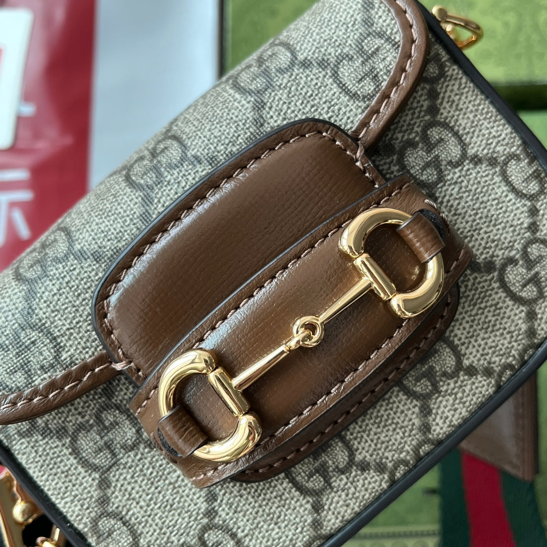 gg Horsebit 1955 Strap Wallet Brown For Women, Women’s Bags 4.7in/12cm gg 699760 HUHHG 8565