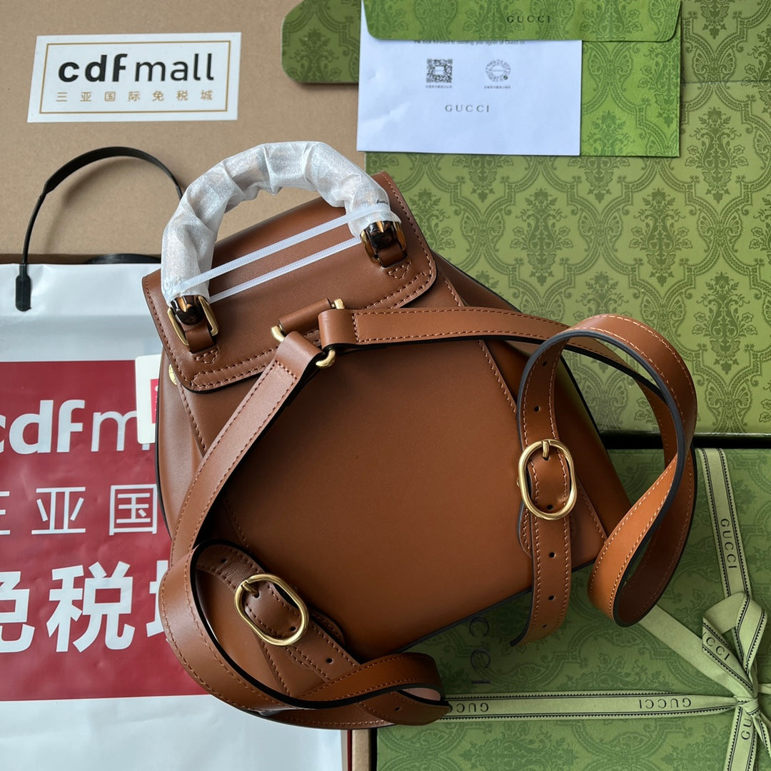gg Bamboo Small Backpack Brown For Women, Women’s Bags 8.6in/22cm gg 702101 UZY0T 2535