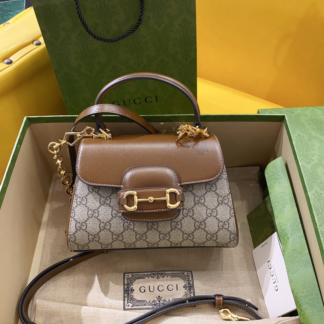gg Horsebit 1955 Mini Bag Brown For Women, Women’s Bags 8.7in/22cm gg 703848 9AAAJ 8563