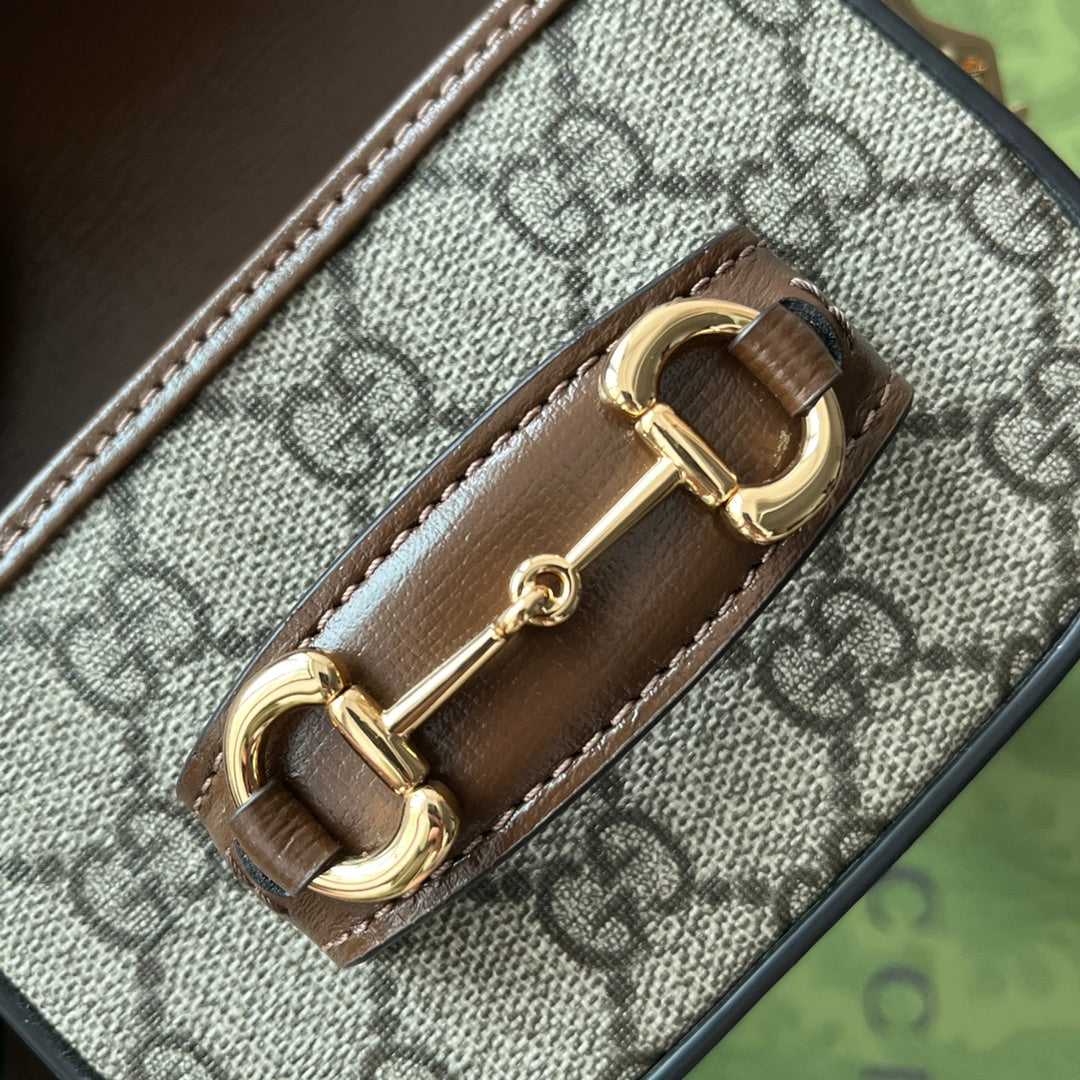 gg Horsebit 1955 Strap Wallet Brown For Women, Women’s Bags 4.7in/12cm gg 699760 HUHHG 8565
