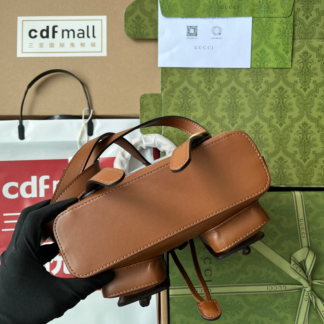 gg Bamboo Small Backpack Brown For Women, Women’s Bags 8.6in/22cm gg 702101 UZY0T 2535