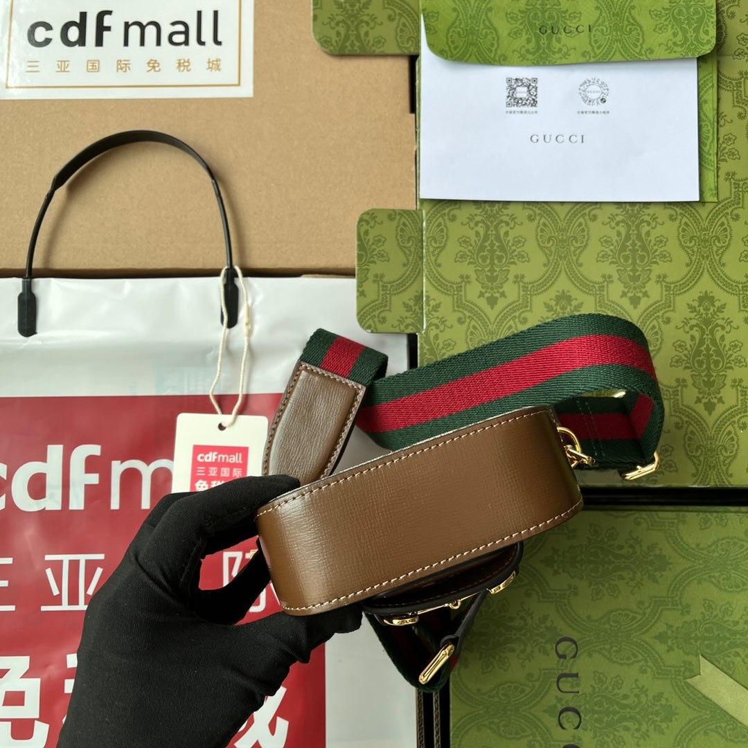 gg Horsebit 1955 Strap Wallet Brown For Women, Women’s Bags 4.7in/12cm gg 699760 HUHHG 8565
