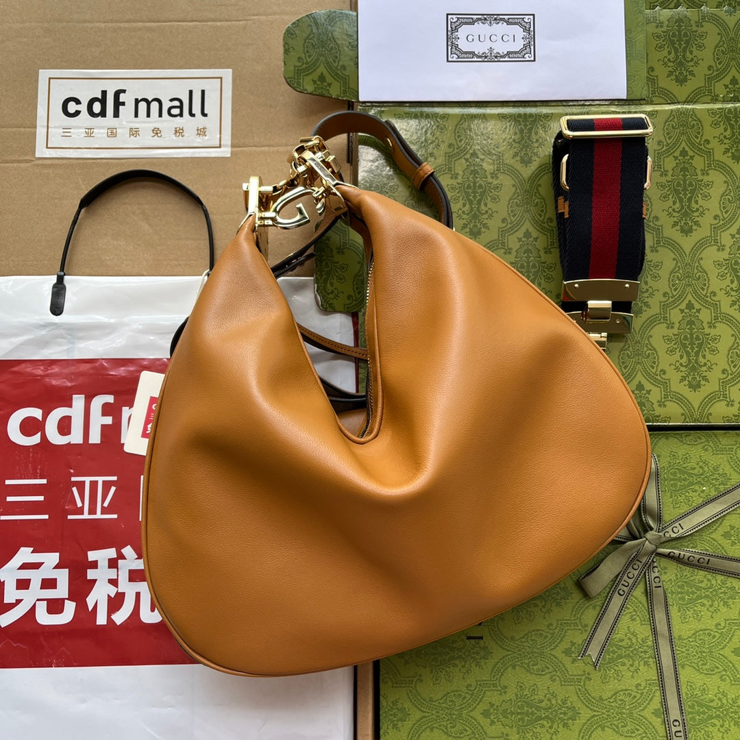 gg Atache Large Shoulder Bag Brown For Women, Women’s Bags 13.8in/35cm gg 702823 UXWBG 3162