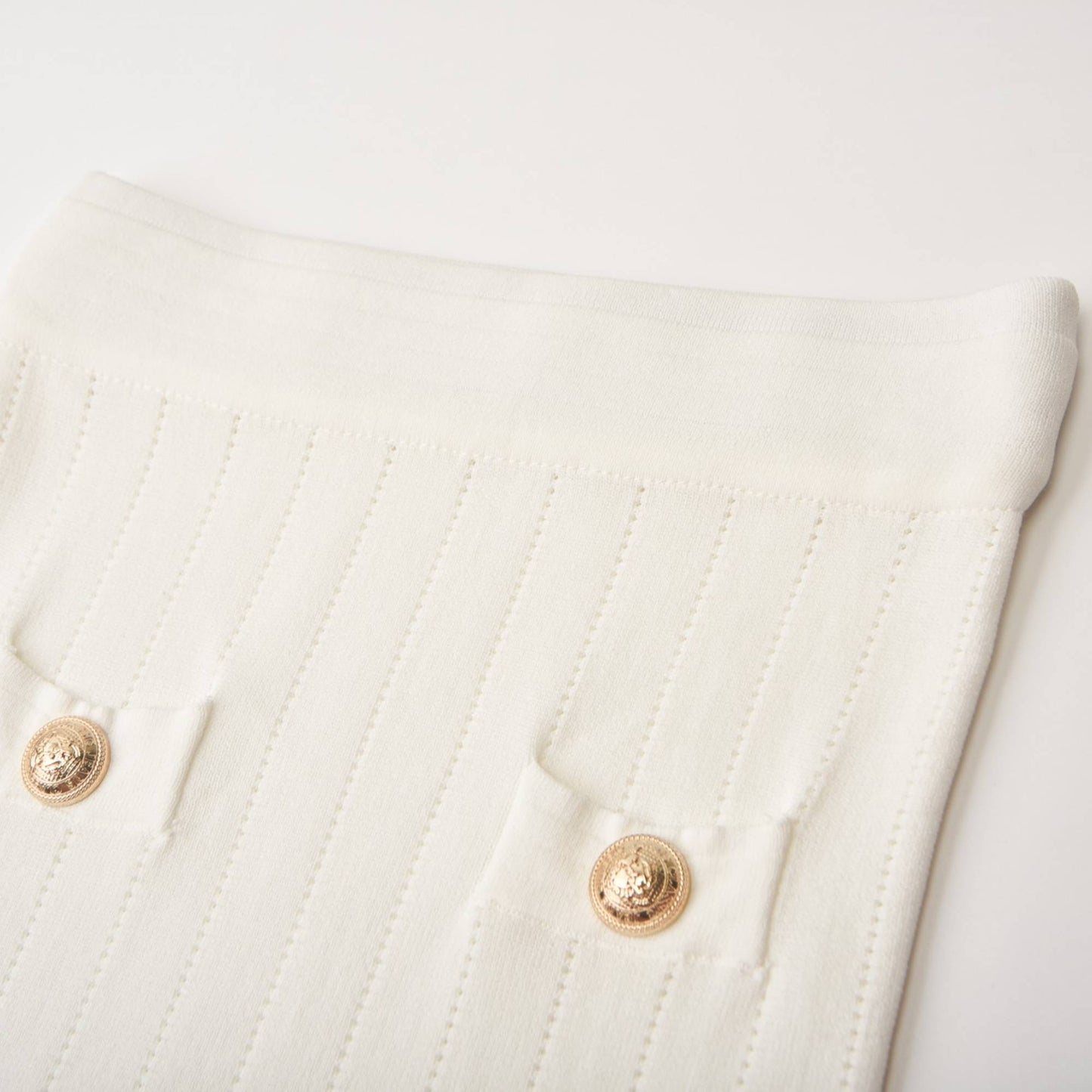 Button detailing knitted top & skirt matching set
