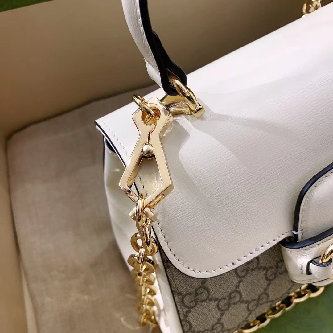 gg Horsebit 1955 Mini Bag White For Women, Women’s Bags 8.7in/22cm gg 703848 92TCK 9761