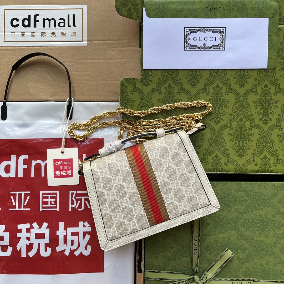 gg Ophidia gg Mini Shoulder Bag White For Women, Women’s Bags 6.9in/17.5cm gg 696180 UULAK 9956