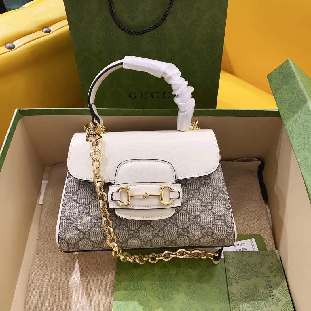 gg Horsebit 1955 Mini Bag White For Women, Women’s Bags 8.7in/22cm gg 703848 92TCK 9761