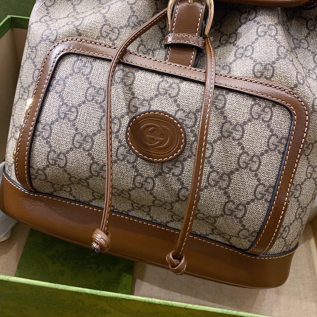 gg Backpack With Interlocking G Brown For Women, Women’s Bags 11.8in/30cm gg 