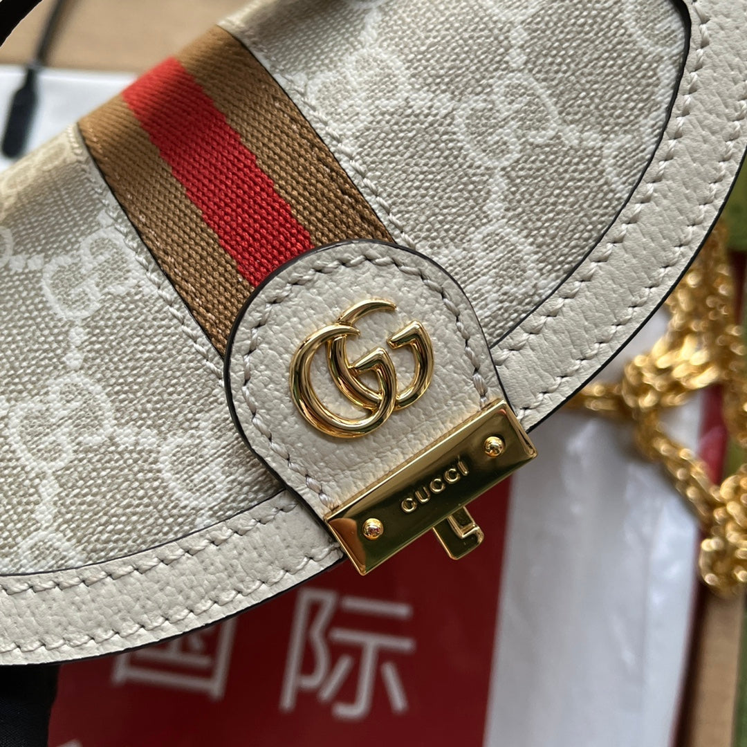 gg Ophidia gg Mini Shoulder Bag White For Women, Women’s Bags 6.9in/17.5cm gg 696180 UULAK 9956