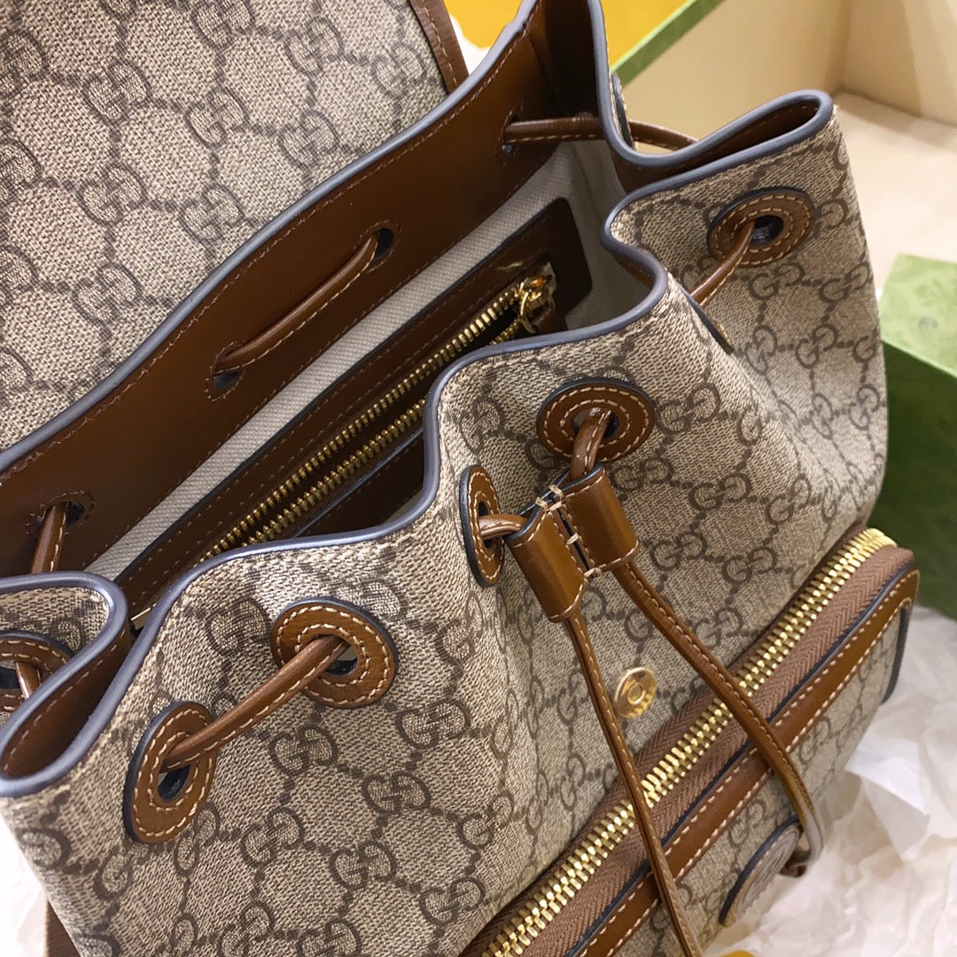 gg Backpack With Interlocking G Brown For Women, Women’s Bags 11.8in/30cm gg 