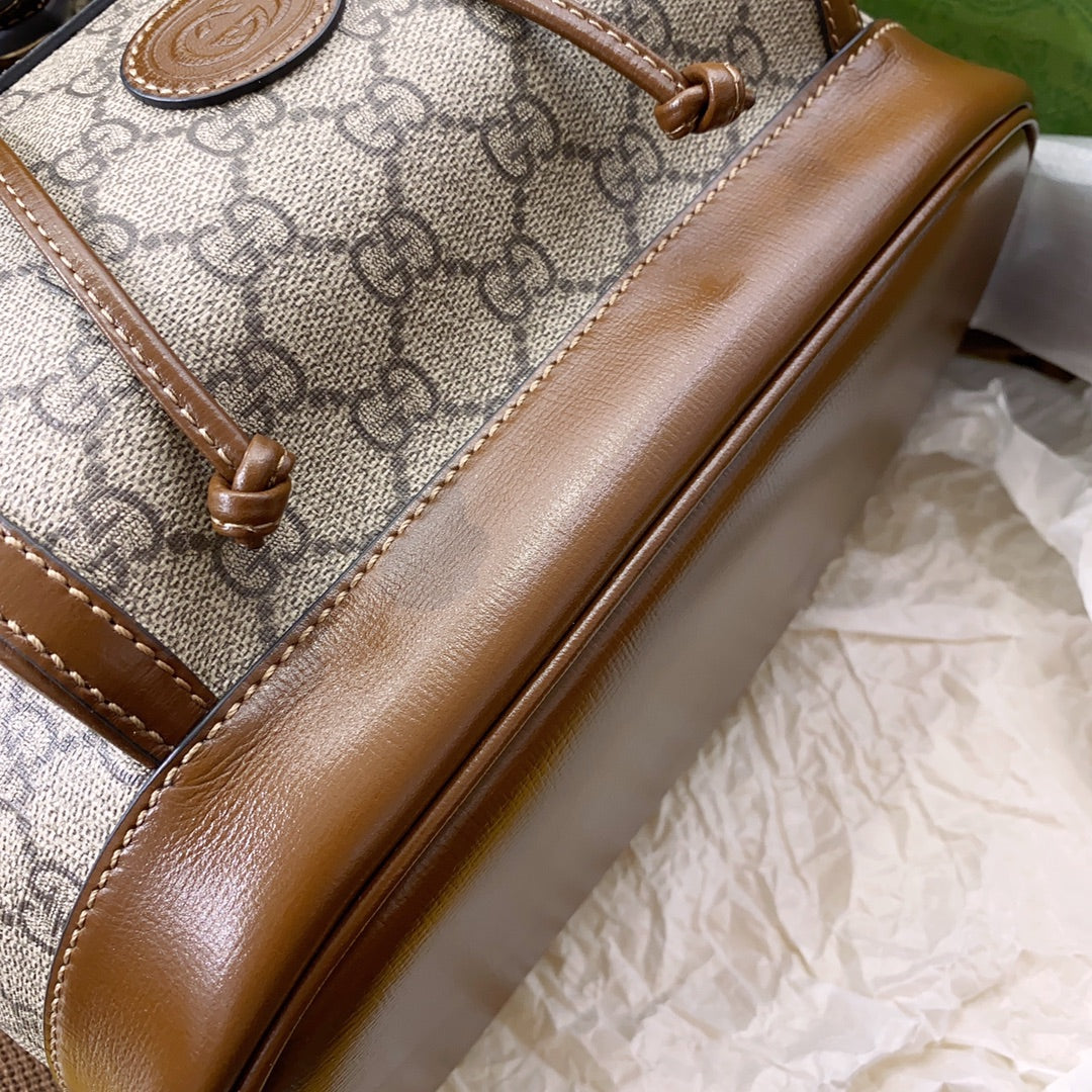 gg Backpack With Interlocking G Brown For Women, Women’s Bags 11.8in/30cm gg 