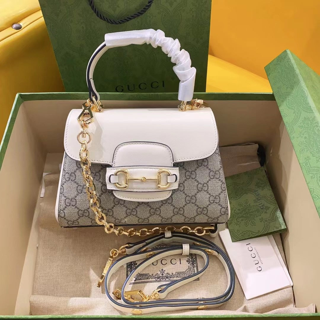 gg Horsebit 1955 Mini Bag White For Women, Women’s Bags 8.7in/22cm gg 703848 92TCK 9761