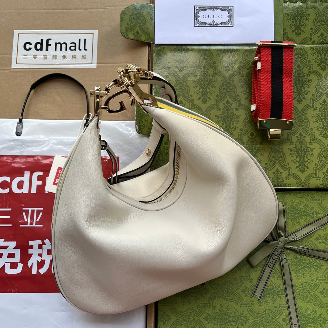 gg Atache Large Shoulder Bag White For Women, Women’s Bags 13.8in/35cm gg 702823 UXWBG 9109