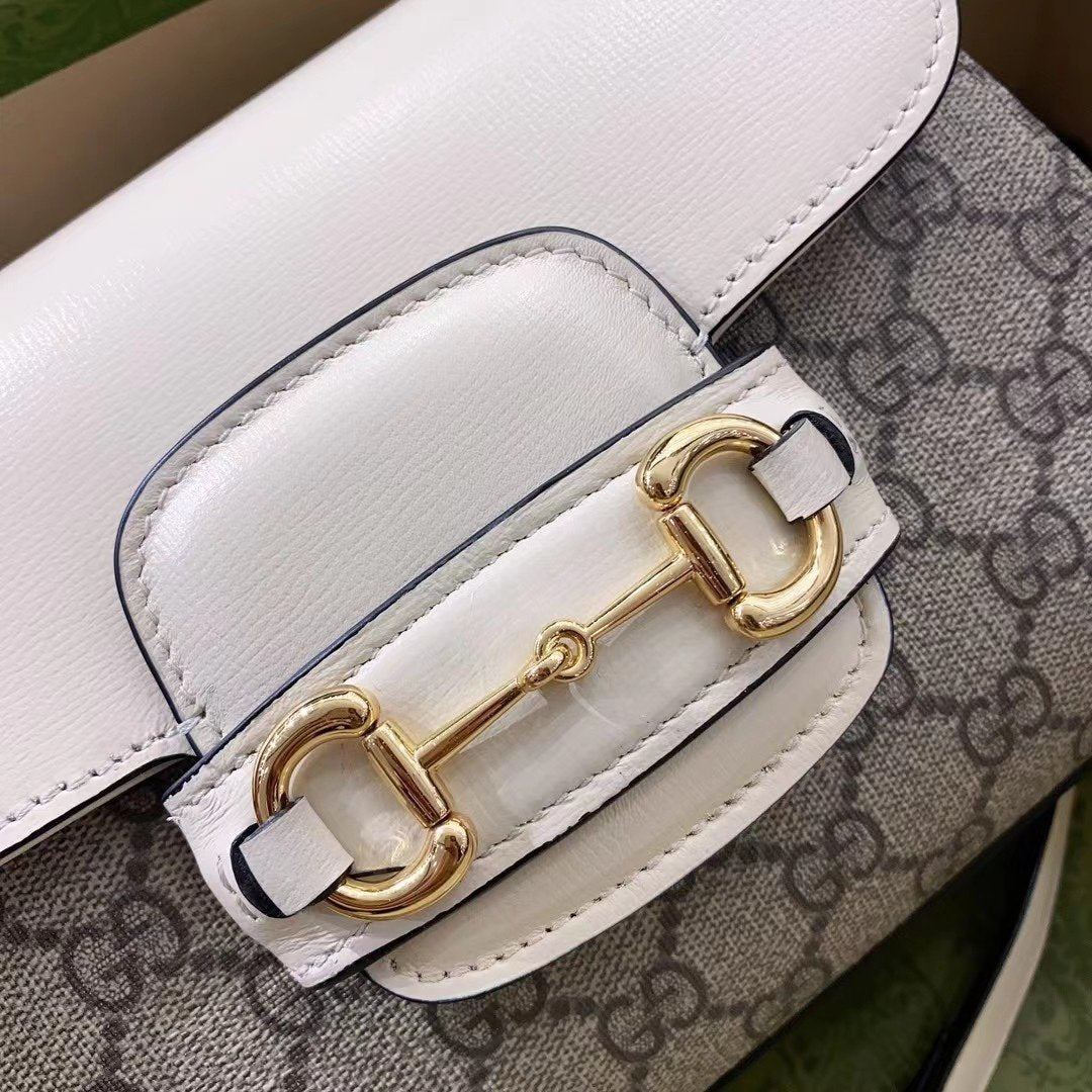 gg Horsebit 1955 Mini Bag White For Women, Women’s Bags 8.7in/22cm gg 703848 92TCK 9761