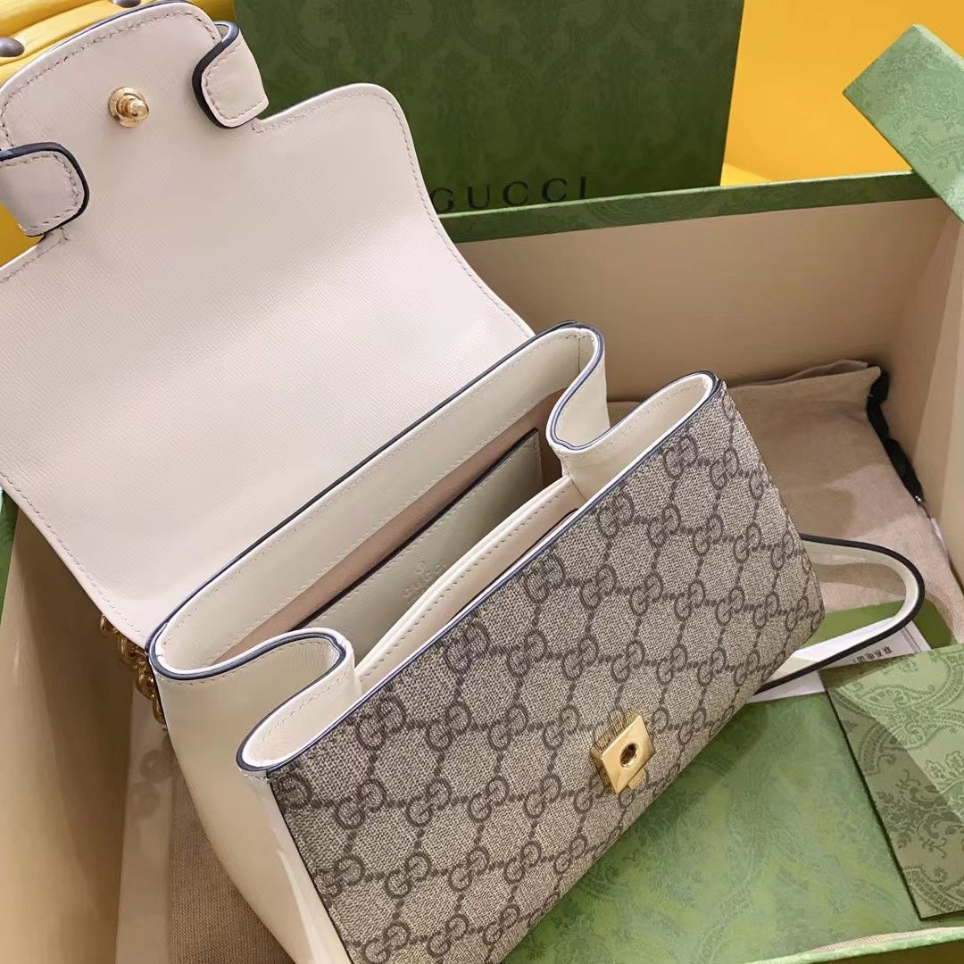 gg Horsebit 1955 Mini Bag White For Women, Women’s Bags 8.7in/22cm gg 703848 92TCK 9761