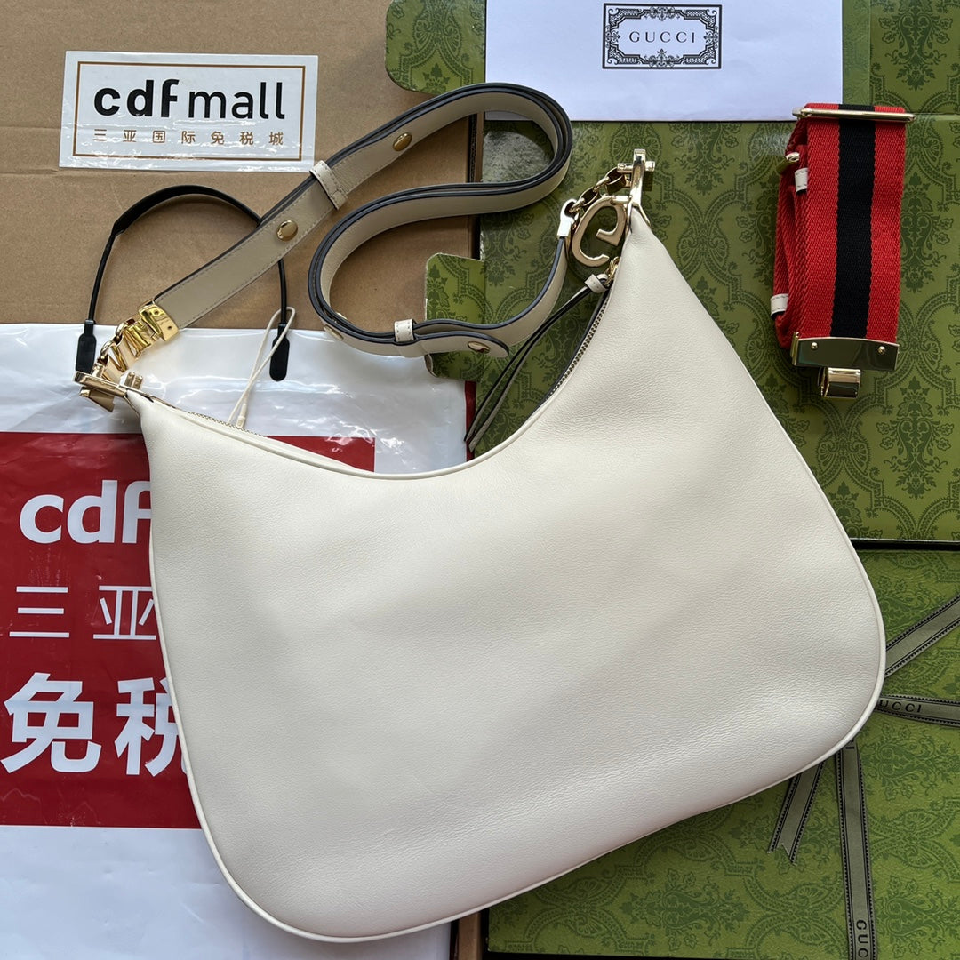 gg Atache Large Shoulder Bag White For Women, Women’s Bags 13.8in/35cm gg 702823 UXWBG 9109