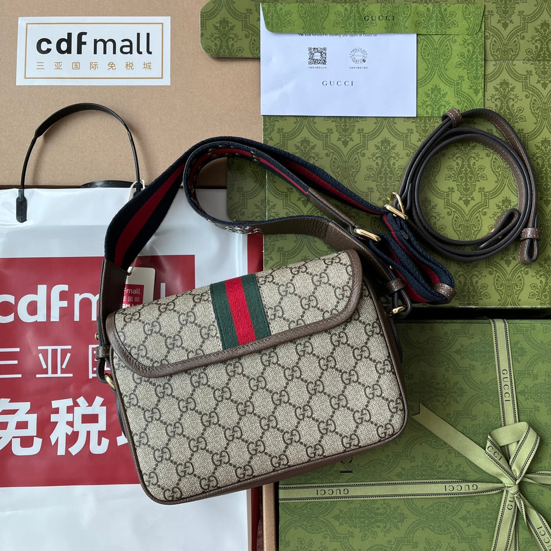 gg Ophidia gg Small Shoulder Bag Beige And Brown For Women, Women’s Bags 9.1in/23cm gg