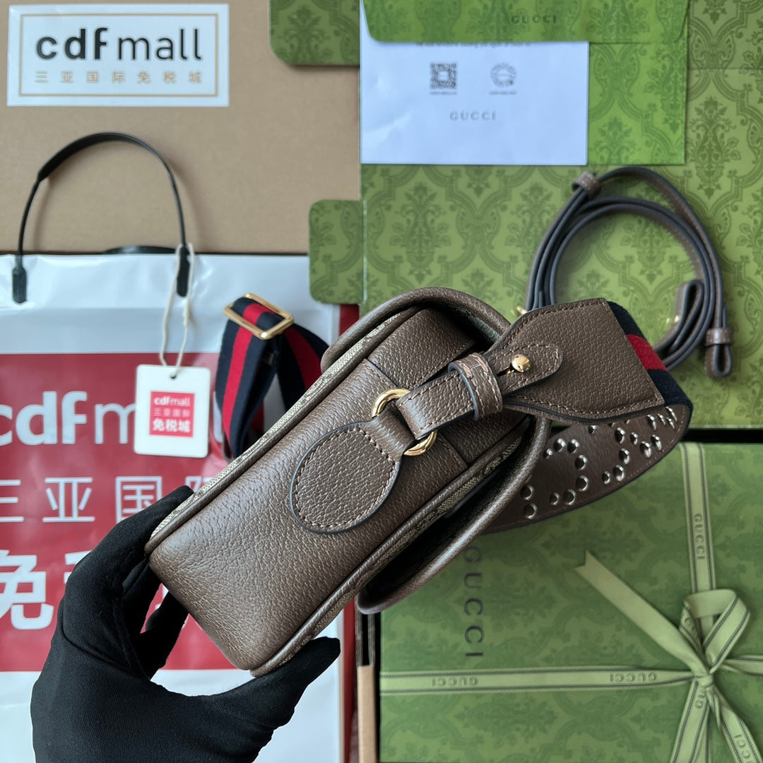 gg Ophidia gg Small Shoulder Bag Beige And Brown For Women, Women’s Bags 9.1in/23cm gg