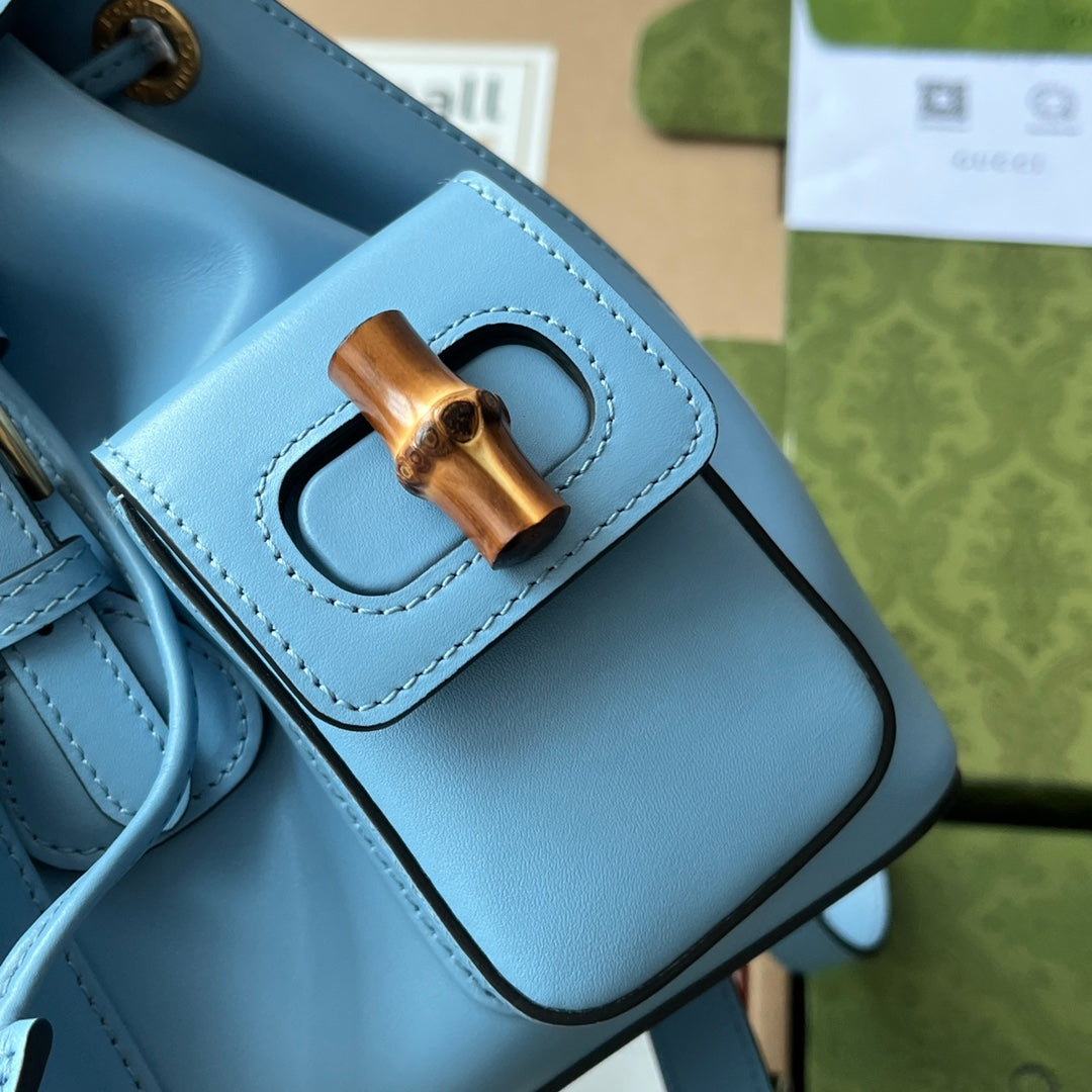 gg Bamboo Small Backpack Blue For Women, Women’s Bags 8.6in/22cm gg 702101 UZY0T 4338