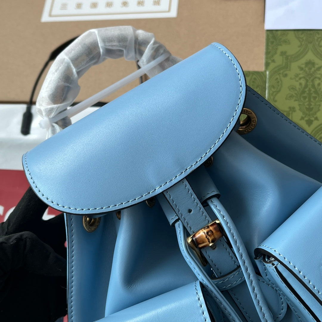 gg Bamboo Small Backpack Blue For Women, Women’s Bags 8.6in/22cm gg 702101 UZY0T 4338