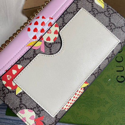 gg Padlock Small gg Strawberry Shoulder Bag Beige For Women, Women&#8217;s Bags 7.9in/20cm gg