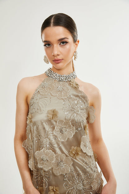 Liane embellished floral mini dress