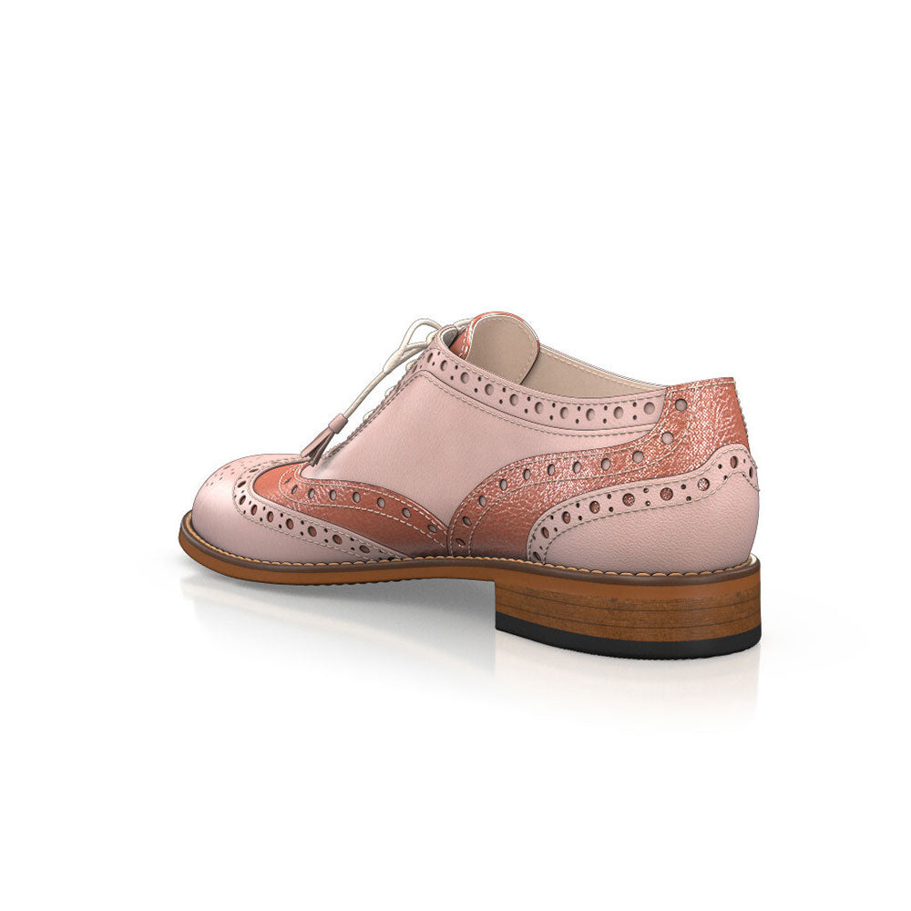 FSJ Blush Round Toe Block Heel Lace Up Oxford Shoes