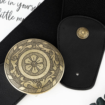 European And American Retro Western Waist Elastic Elastic Waist Belt Female Wide Version Waist Punk Style Metal Carved R